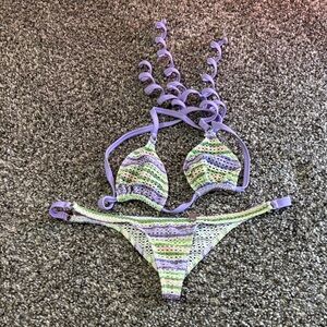 Competition bikini swimwear xs/s lilac multicolor spring summer beach poolside